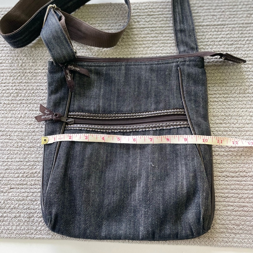 Thirty-One Black Denim Adjustable Crossbody Tote Bag Purse - Picture 8 of 10